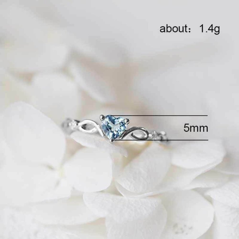 New 925 Silver Heart Shaped Aquamarine  Ring - Picture 2 of 2